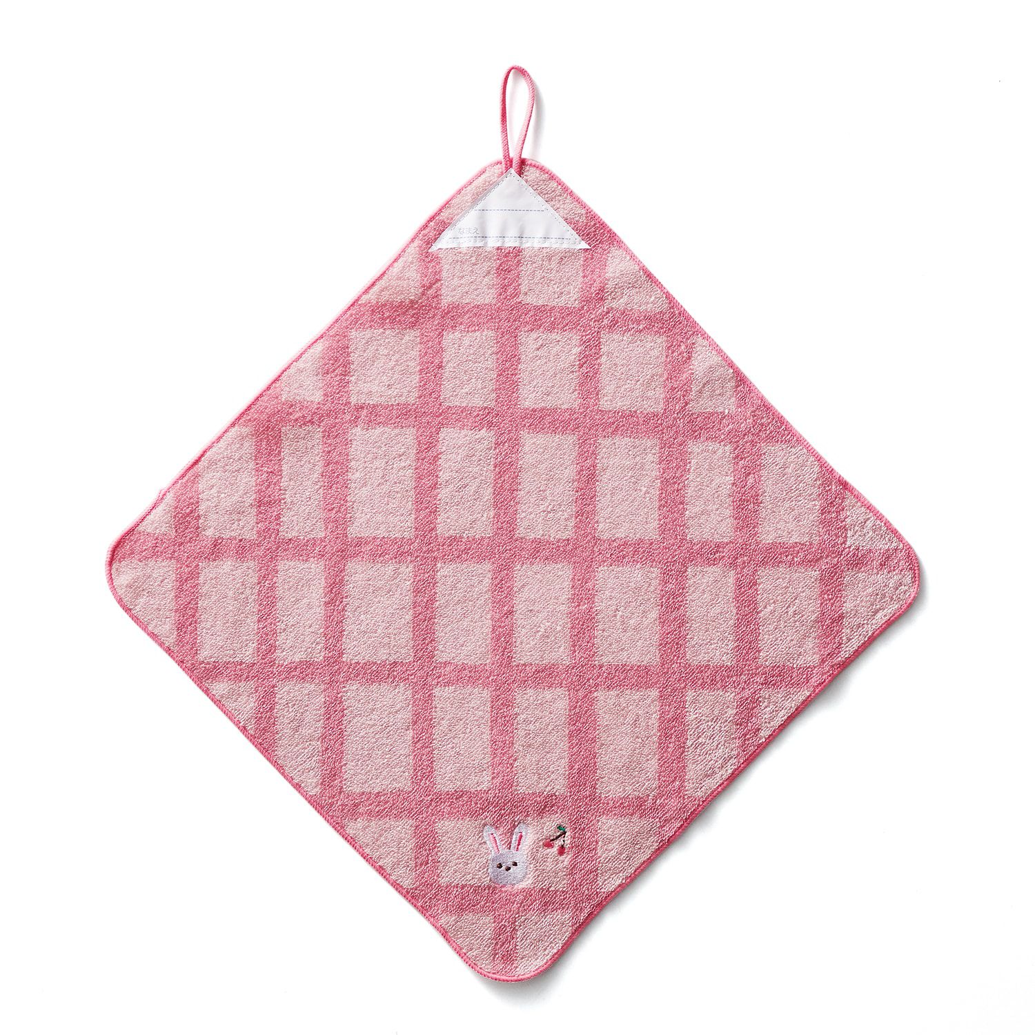 日本千趣會 - 動物刺繡純棉吸水手帕(同色2件組)-兔子-粉 (34×34cm)