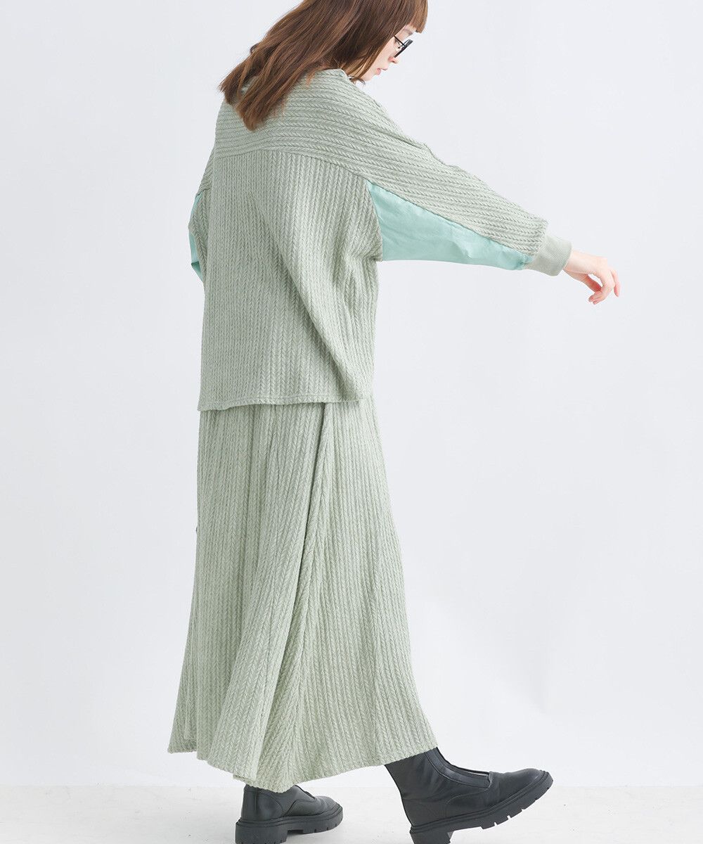 日本女裝代購 - 溫柔麻花針織不規則長裙-薰衣草