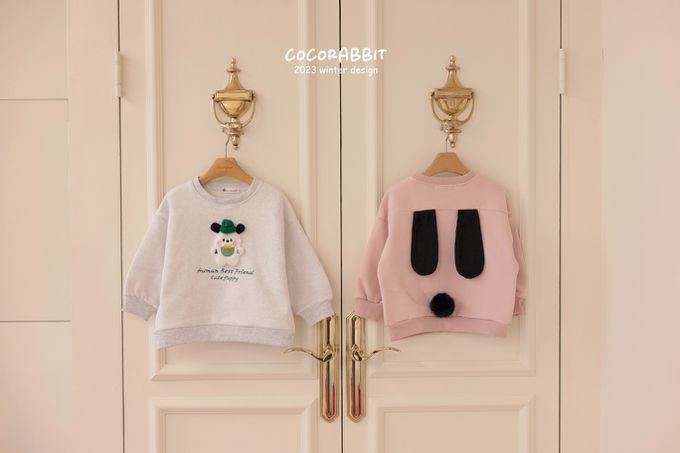 韓國 Coco rabbit - (內磨毛)狗狗玩偶裝飾大學T-粉