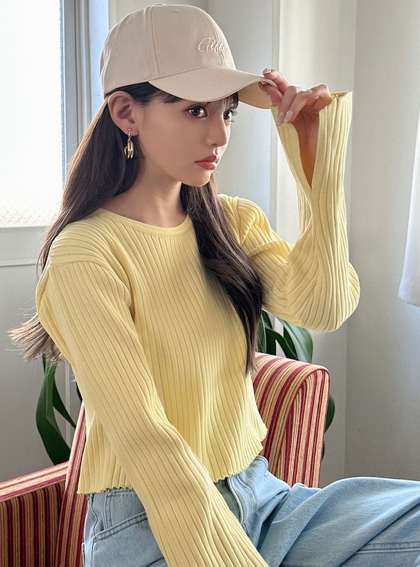 日本 GRL - 甜美交叉短版羅紋針織上衣-粉 (F)