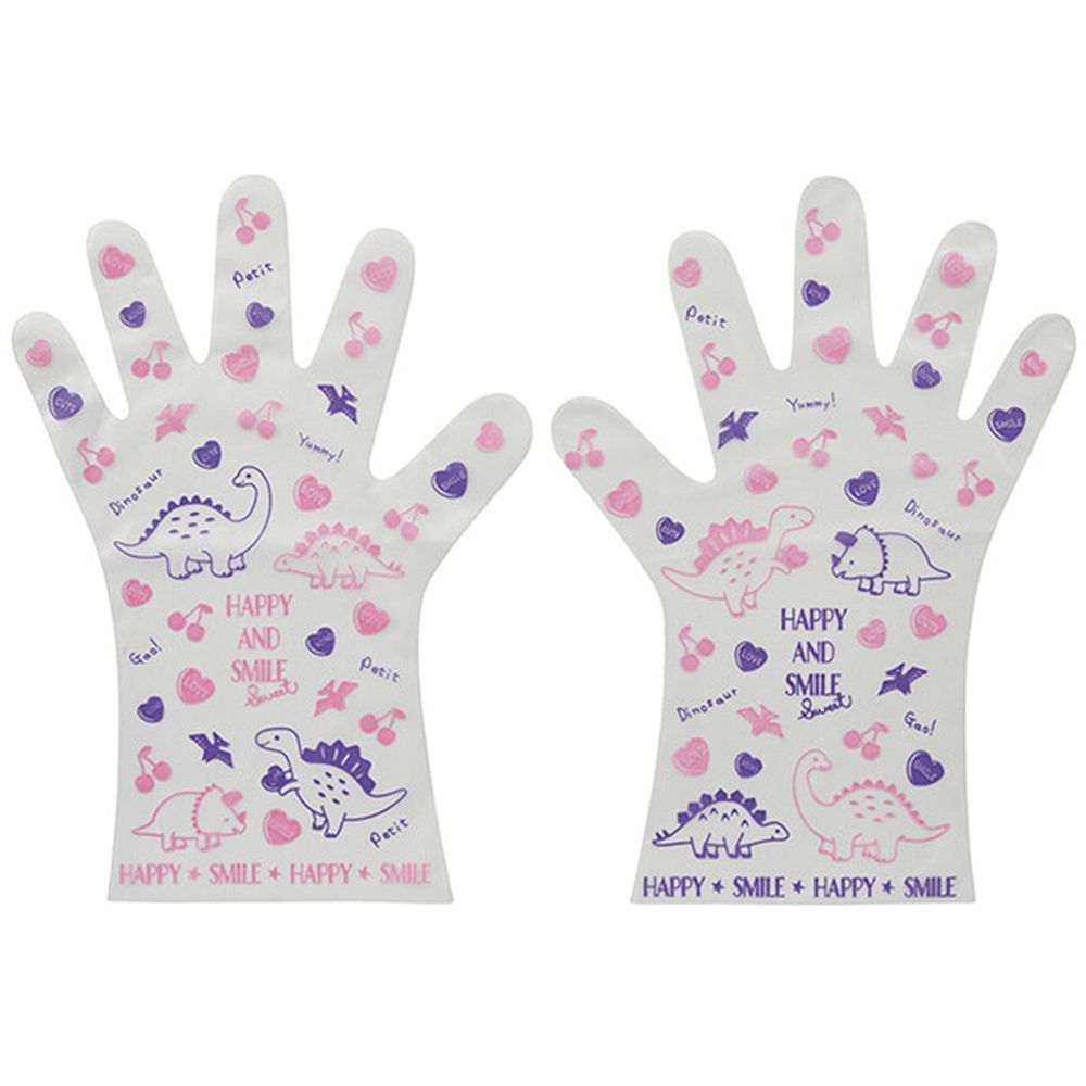 日本 SKATER 代購 - 兒童手套10雙組-恐龍世界-粉紫