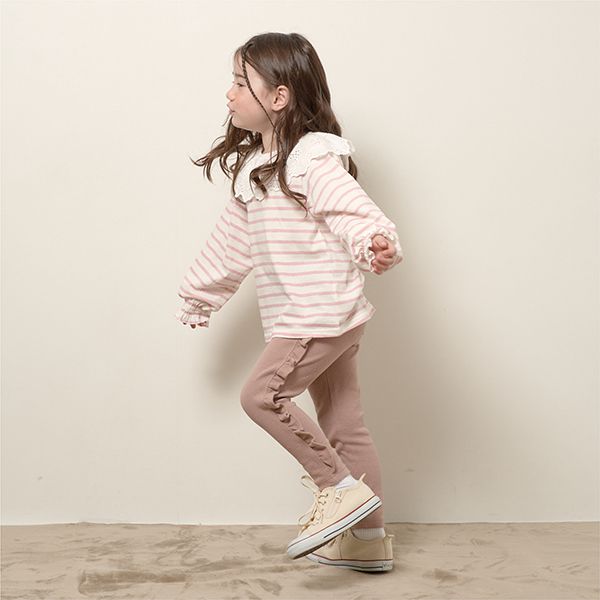 日本 Lycee mine - Anywhere系列 側面荷葉邊9分褲-水藍