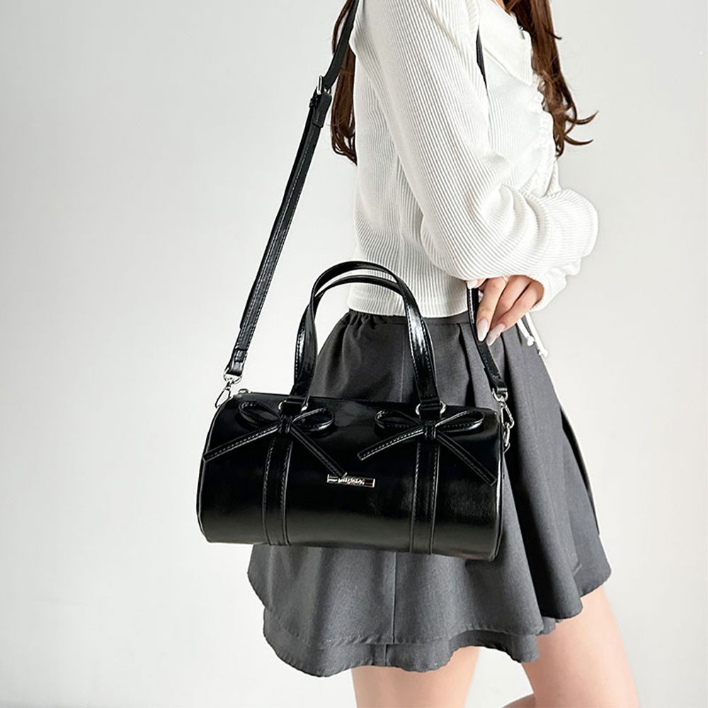 可愛雙蝴蝶造型手提/側背包-黑