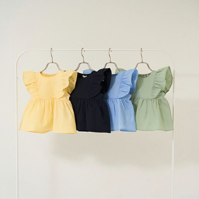 日本 Lycee mine - 可愛飄逸荷葉邊無袖上衣-檸檬黃