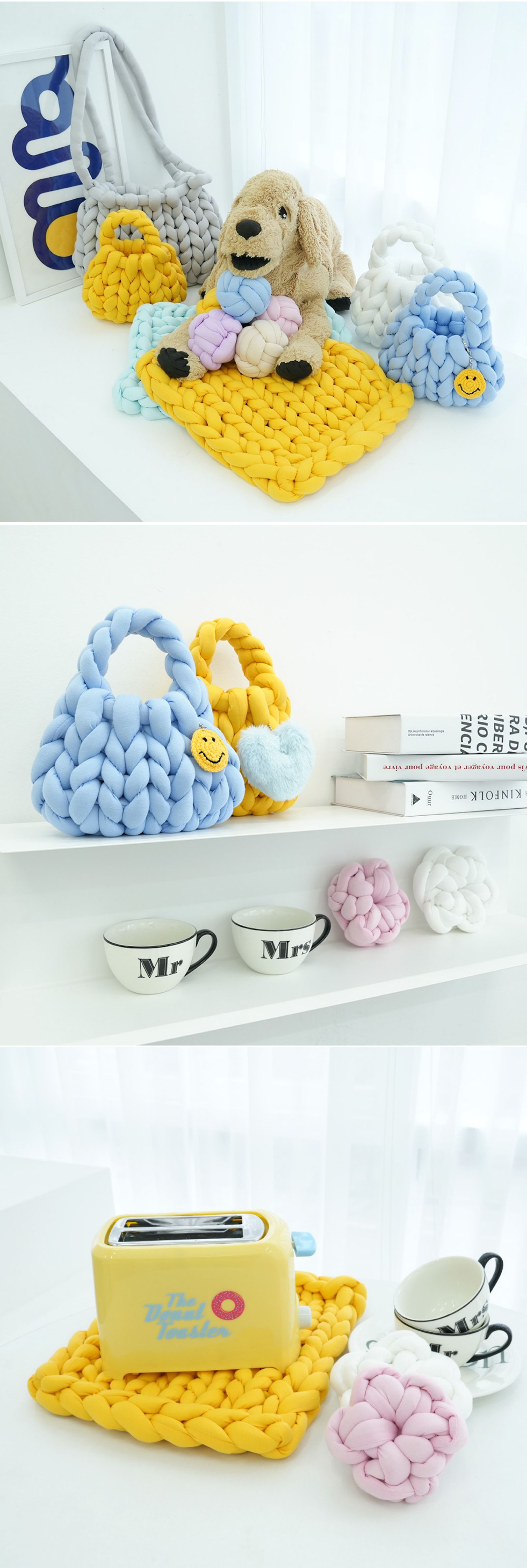 【DIY 手作粗編織毛線】免工具，用手就能編包包！