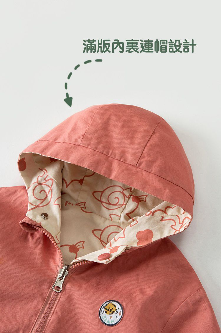 2面穿連帽外套-黃色+深藍色