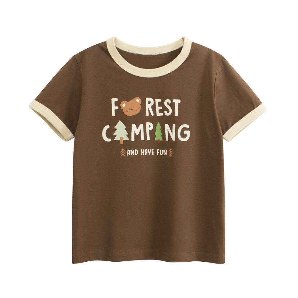 純棉短袖上衣-森林探險-咖啡色