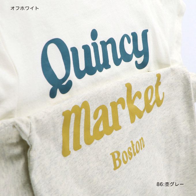 日本 BRANSHES - 100%棉 個性標語短袖上衣-Quincy market-白