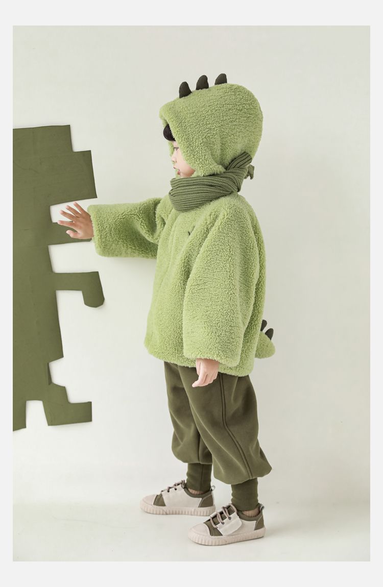 TONGMO - 羊羔絨立體造型外套-恐龍-綠色