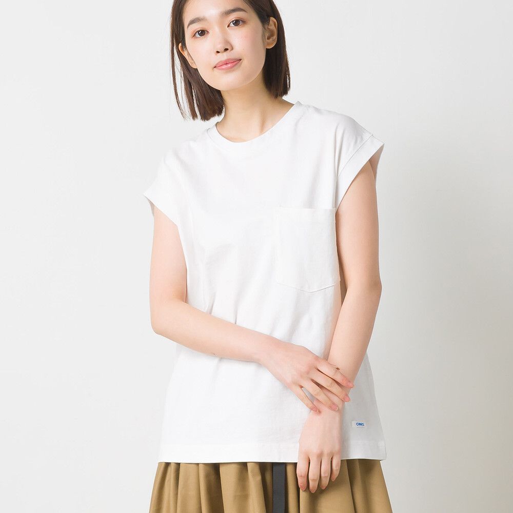日本 OMNES - 100%美國棉厚磅短袖上衣-白
