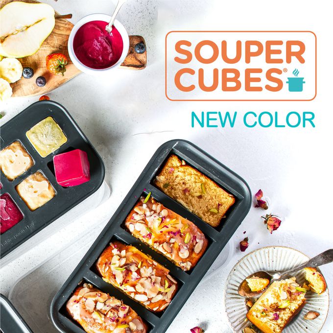 美國SOUPER CUBES - 多功能食品級矽膠保鮮盒4格_曜石灰(250ML/格)