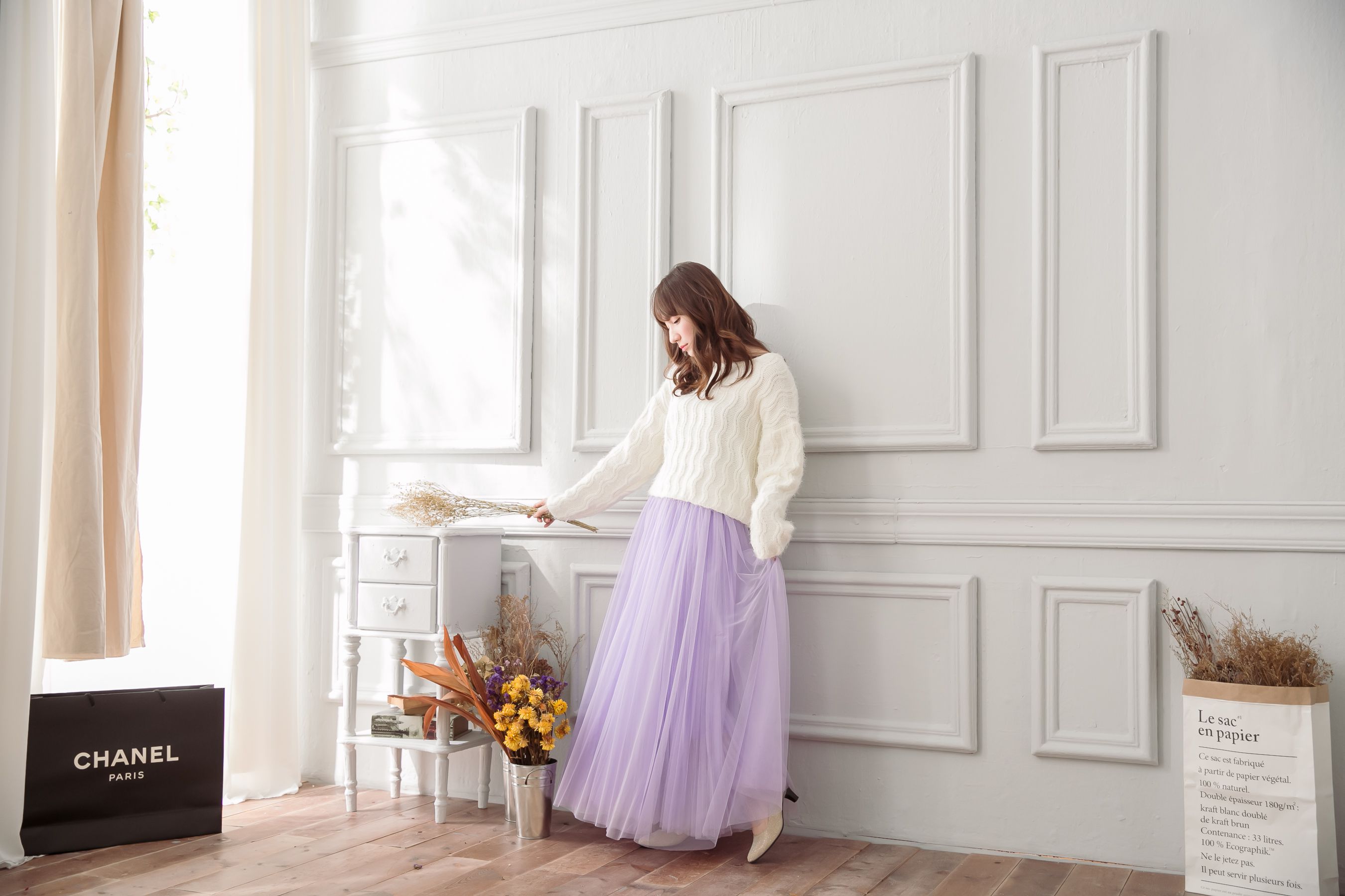 Peachy - 獨家訂製綿柔法式浪漫三層蓬紗裙-三層蓬版-薰衣草紫 (F)