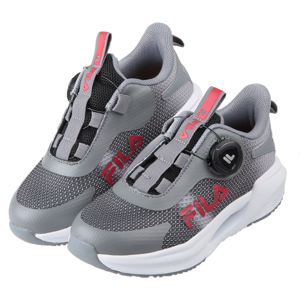 FILA - 旋鈕鞋帶流光灰兒童機能運動鞋