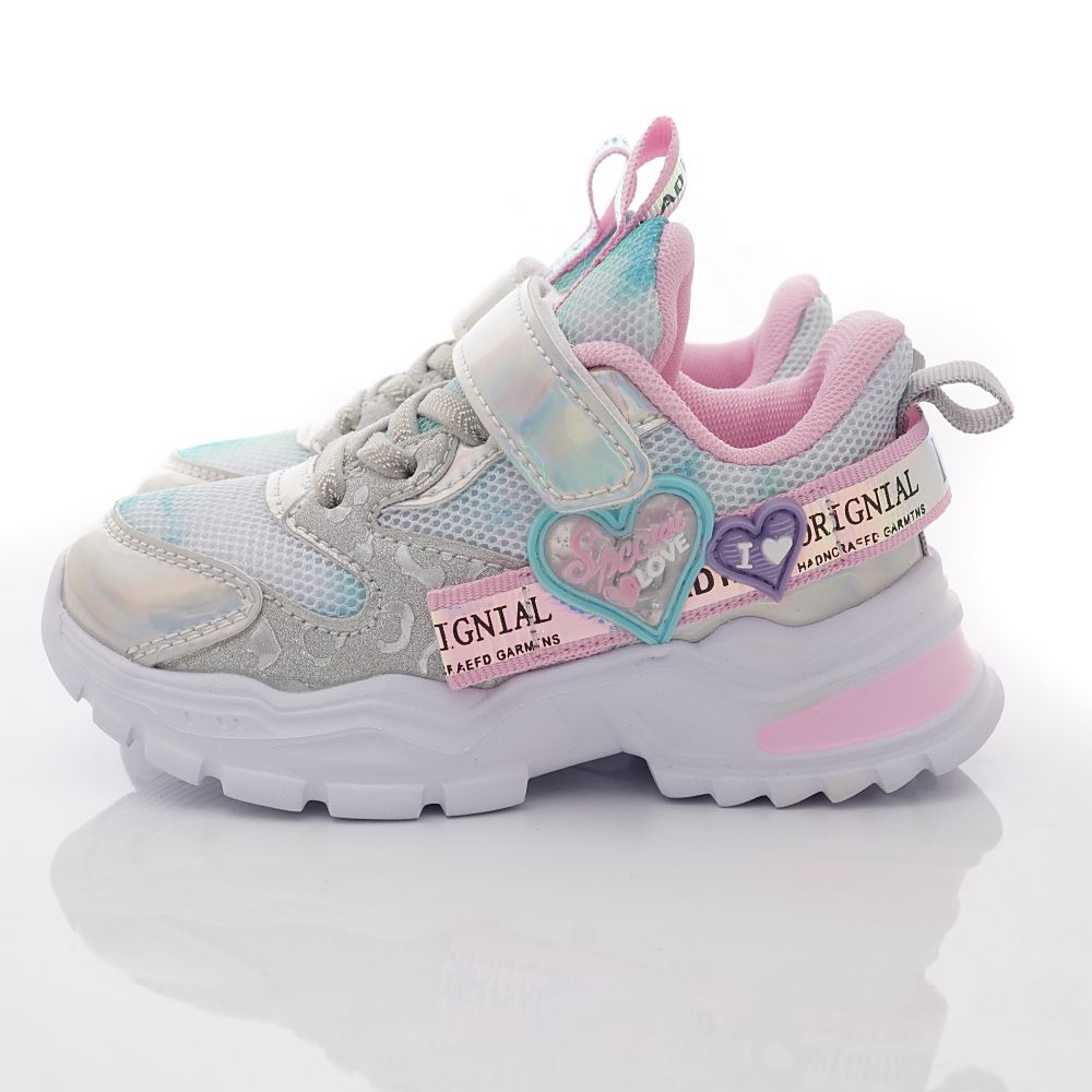 甜心電燈老爹鞋(中大童段)-運動鞋-銀