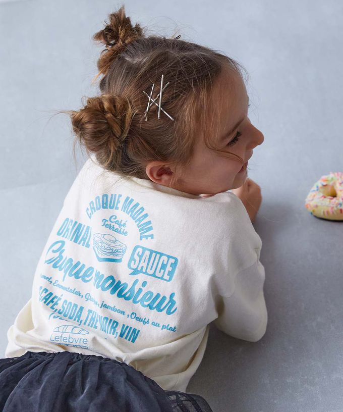 日本 devirock - 純棉定番短袖上衣-小熊領巾-白