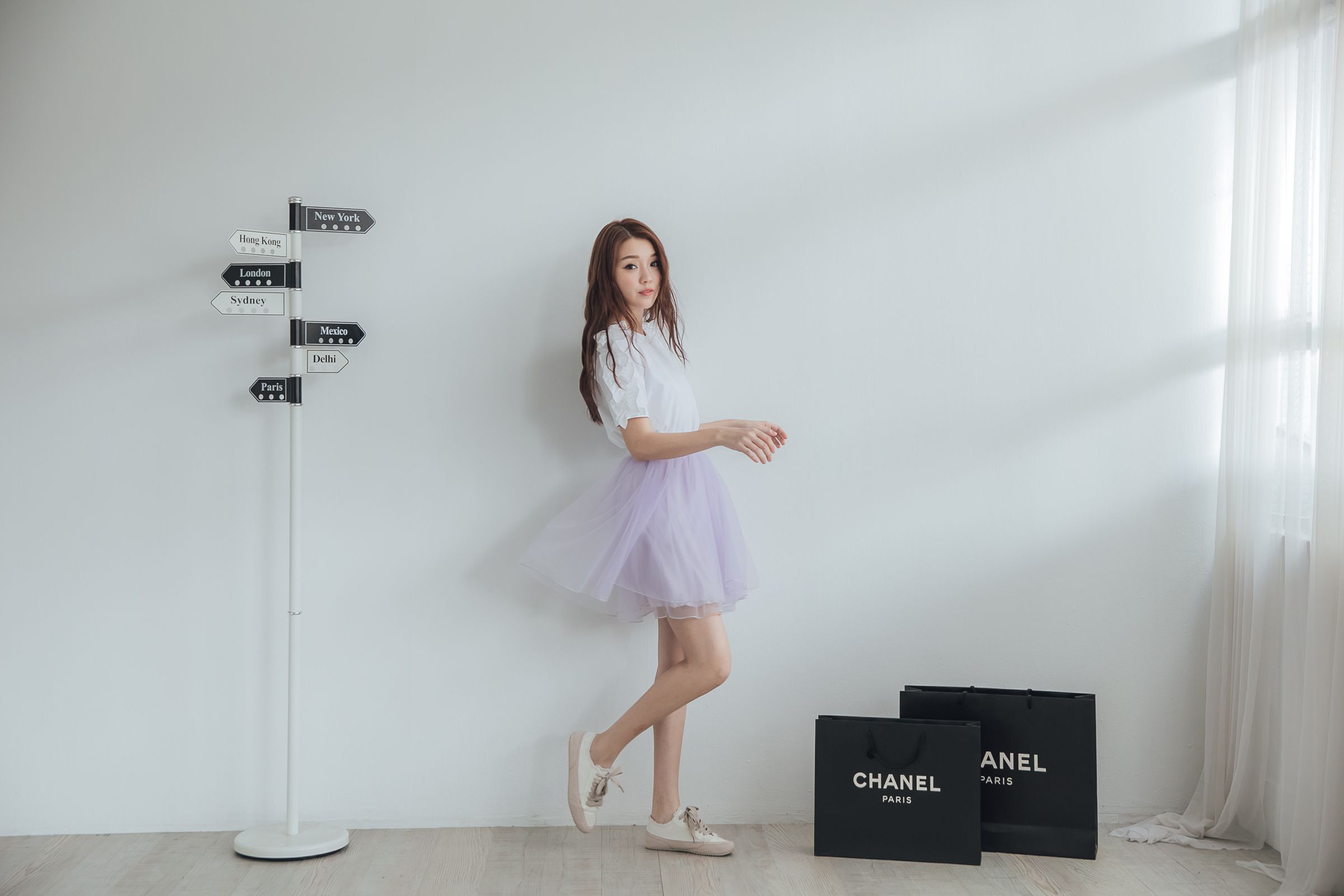 Peachy - 獨家訂製綿柔空氣紗裙-短裙款-淺芋灰 (F)