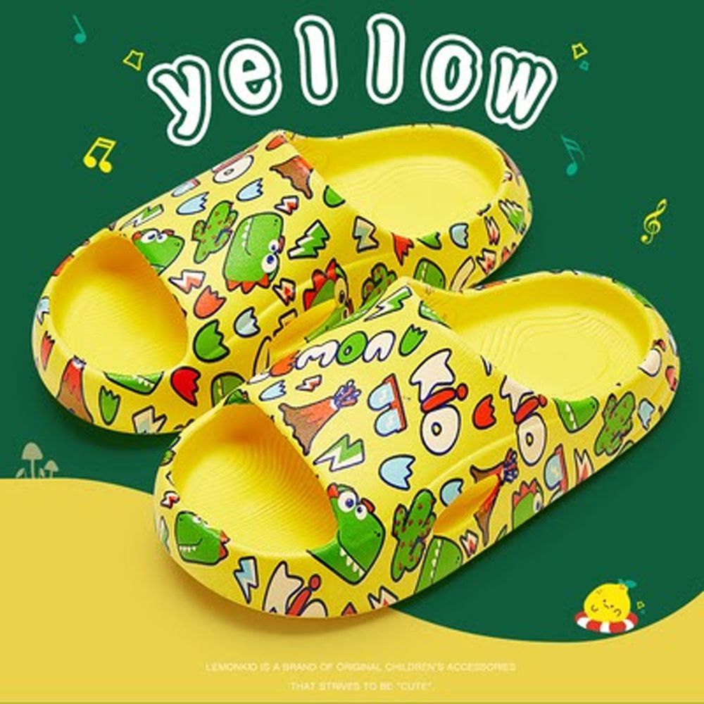 韓國Lemonkid - 萌萌拖鞋-黃色恐龍