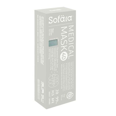 舒芙氧Sofära - 成人4D立體空氣口罩-藍綾綠湖款-20入/盒