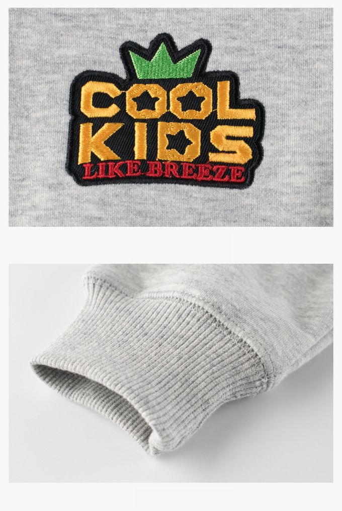 加絨長袖大學T-COOL KIDS-杏色