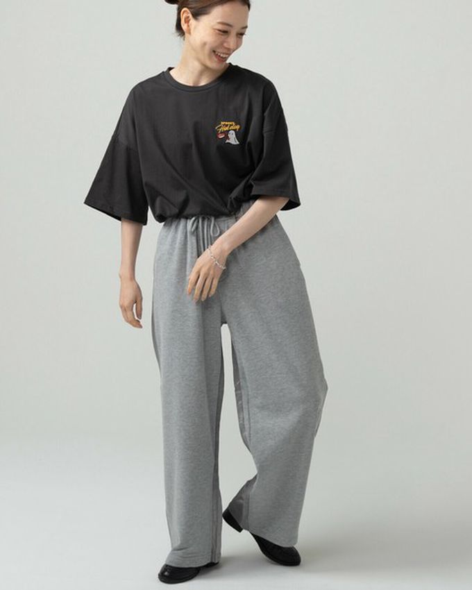 日本 gleam - 幽靈熱狗美式印花寬大風短袖T恤-燕麥灰