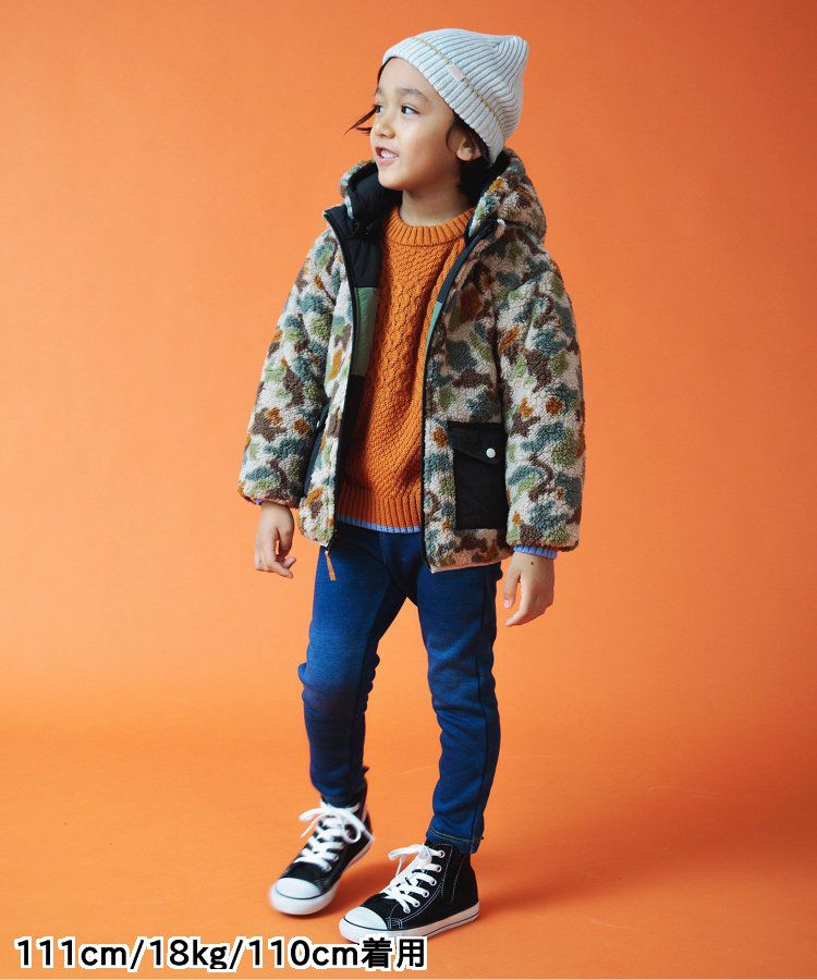 日本 BREEZE - [雙面穿]絨毛鋪棉繽紛保暖外套-黑系&迷彩