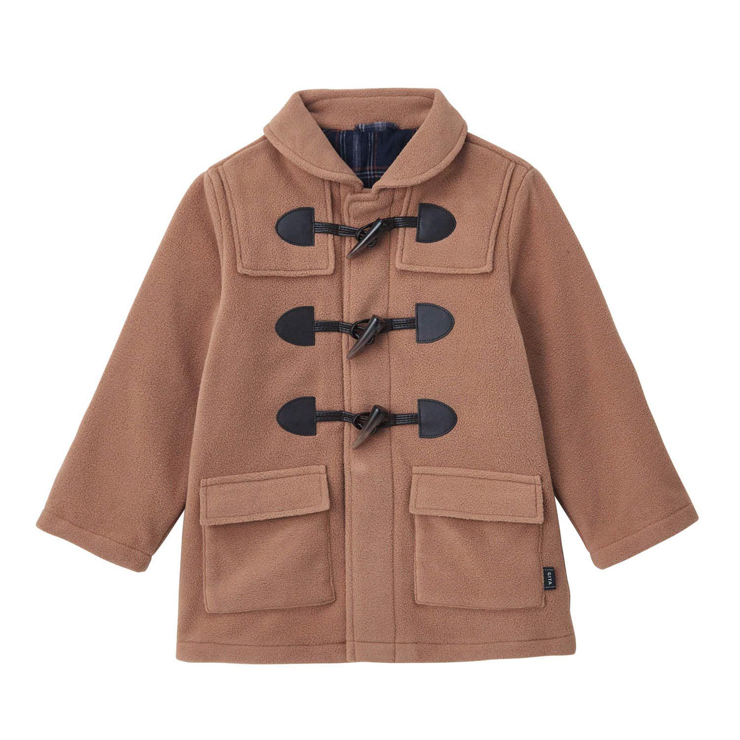 日本千趣會 - 牛角扣立領粗呢羊毛外套-卡其