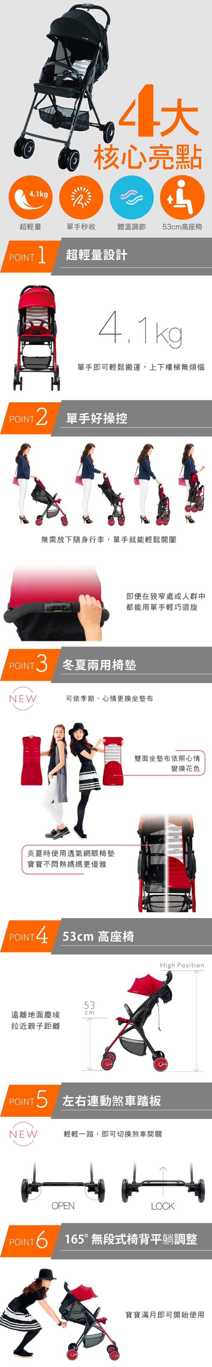 日本 Combi - F2plus AF 超輕靚單向嬰兒手推車-流行粉-1個月~36個月(體重15kg以下)