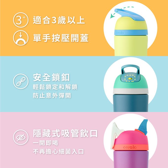 美國 Owala - Flip兒童三層不鏽鋼水壺415ml