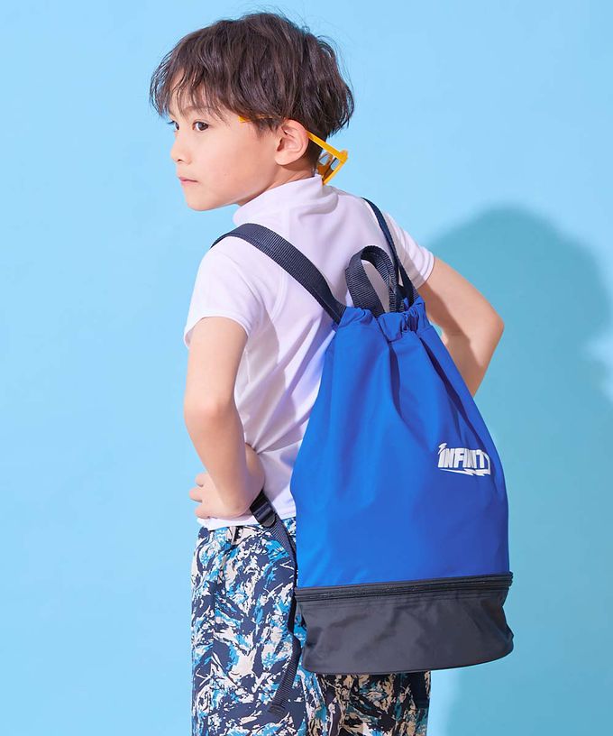 日本 devirock - 雙層設計防水便利游泳背包/水桶包-軍綠x深灰