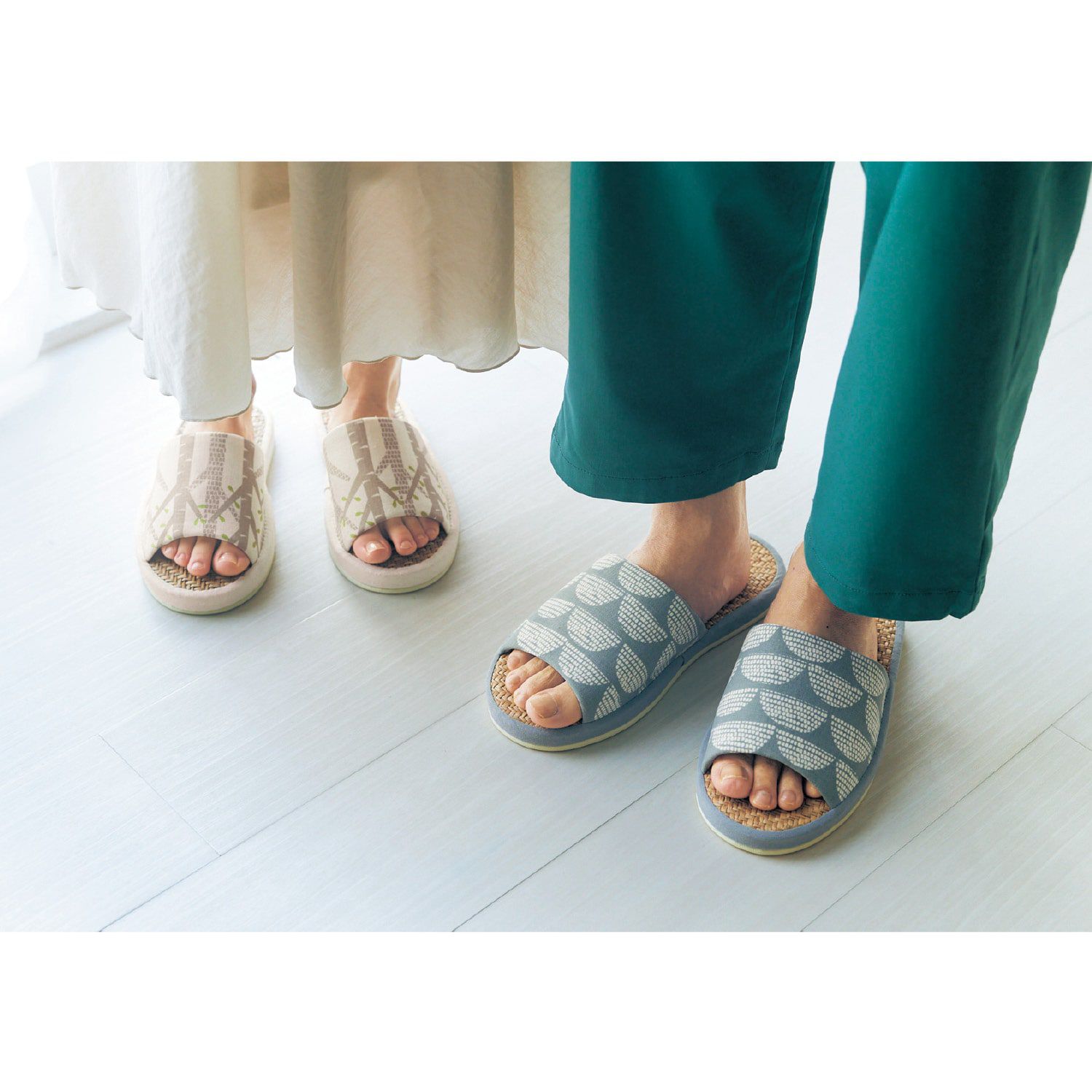 日本千趣會 - 北歐風清爽亞麻室內拖鞋-雲朵-灰藍