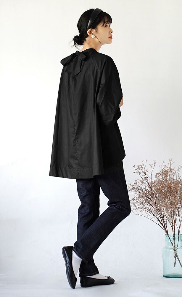 日本 zootie - 絕美氣質後綁帶澎澎袖上衣-知性黑