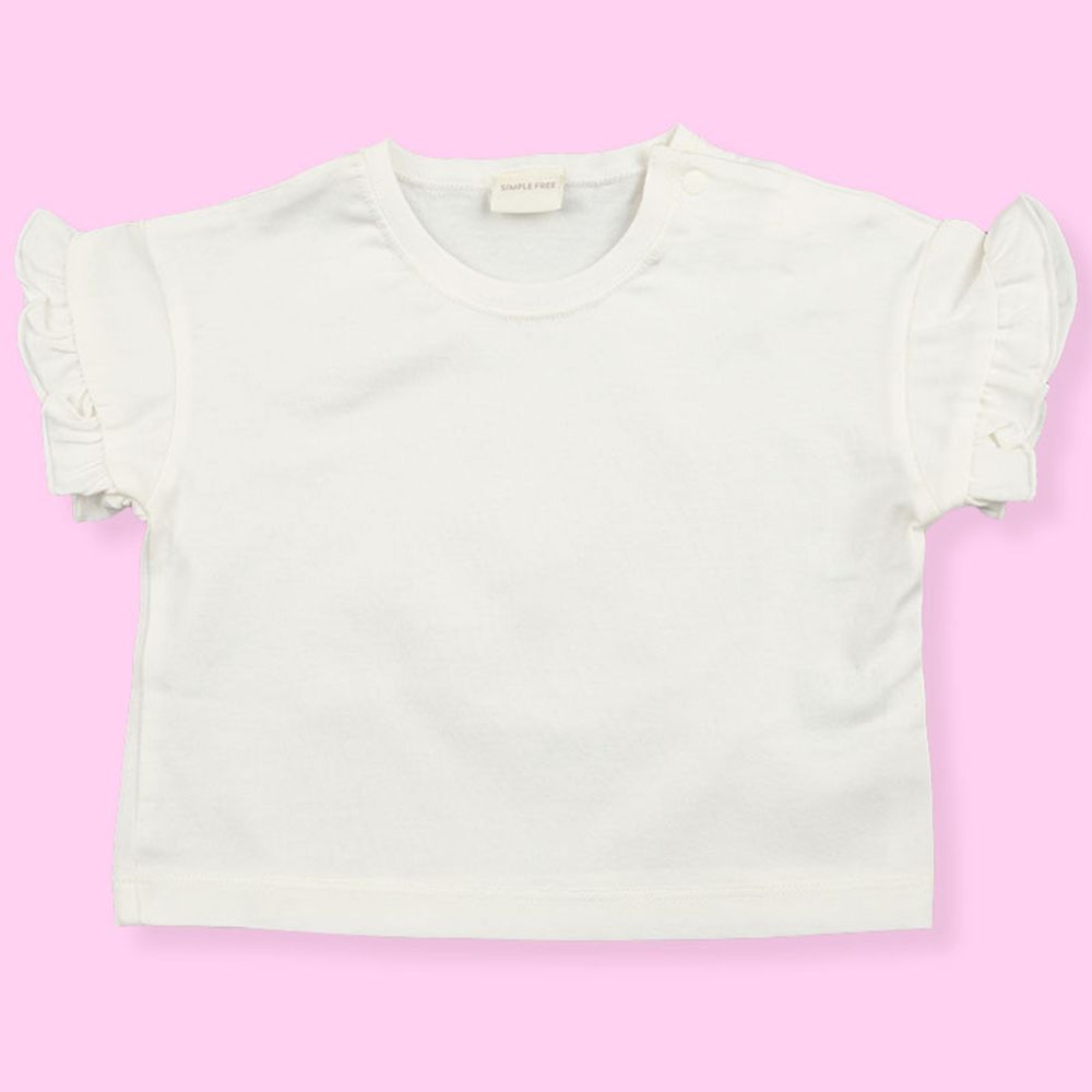 akachan honpo - 短袖基本款T恤 袖子荷葉邊-白色