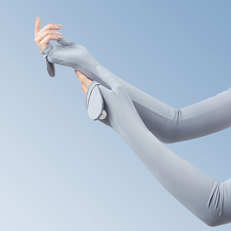 UPF50+成人冰絲涼感防曬袖套-可翻蓋款-黑色