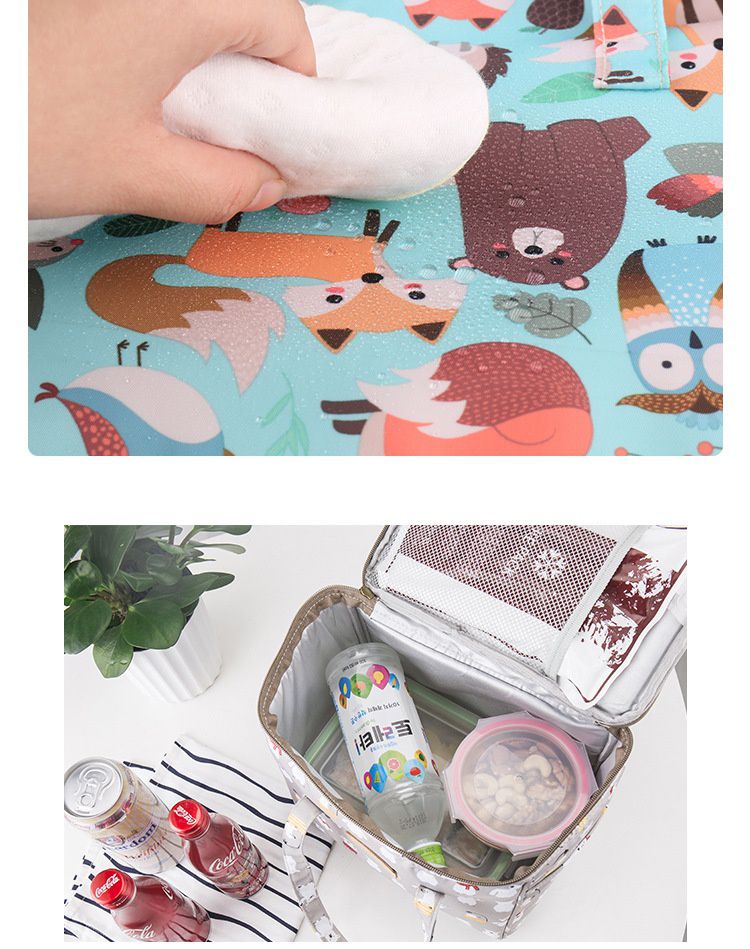 文青手提超輕量保溫防水野餐袋-粉紅兔兔 (25*23*16cm)