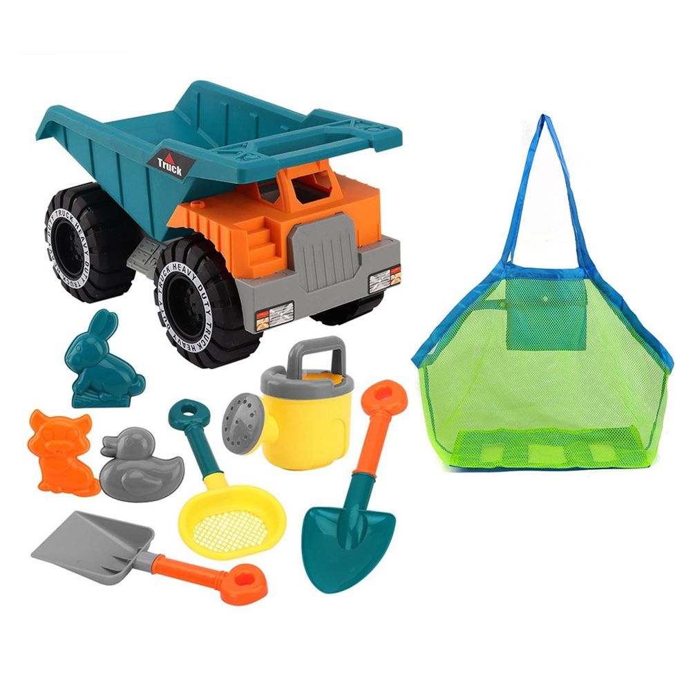 Vanibaby - 玩沙玩具 沙灘卡車8件組-(加送大沙灘玩具收納袋)