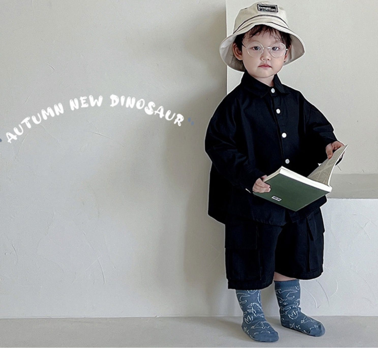 love, charlotte - 塗鴉風恐龍中筒精梳棉襪-3 雙一組