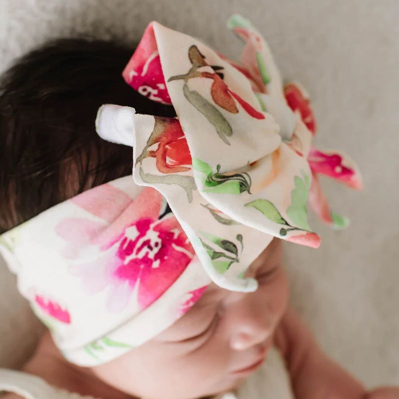 美國baby bling - 純手工極優雅細緻輕柔微彈性/毫無束縛感蝴蝶結髮帶/髮飾_印花菲比系列-夏焰雛菊