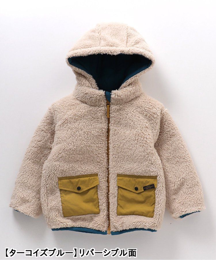 日本 BREEZE - [雙面穿]絨毛鋪棉繽紛保暖外套-黑系&迷彩