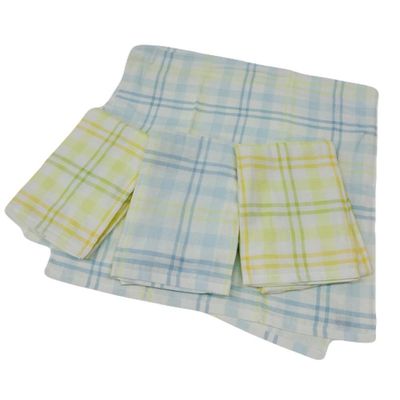 akachan honpo - 浴巾 棉紗&毛巾布4件組-冷色系-淺藍色 (60×120cm)