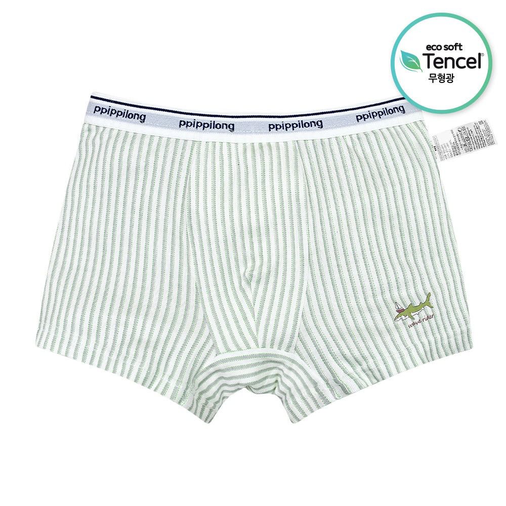 天絲纖維透氣四角褲(男寶)-直紋鯊魚-綠