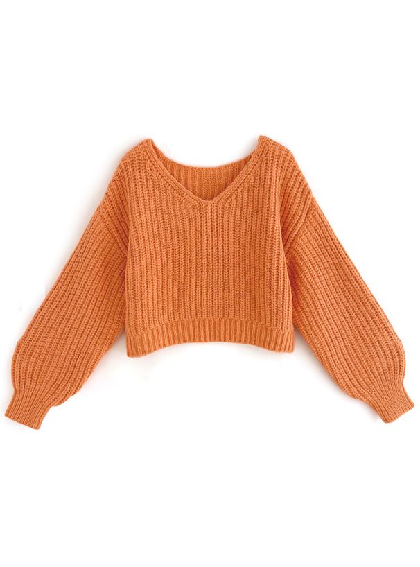 日本 GRL - 聯名款 V領鉤針編輯泡泡袖毛衣-卡其 (F)