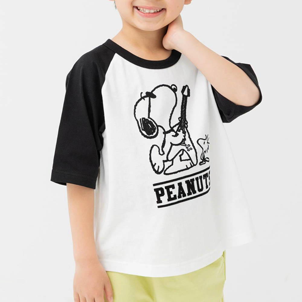 SNOOPY限定短袖上衣-彈吉他-白x黑