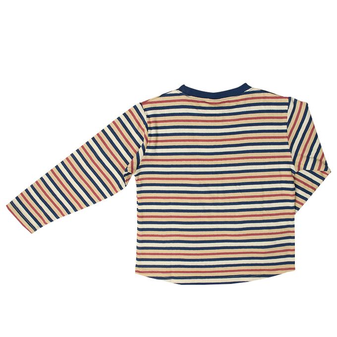 akachan honpo - T恤-橫紋-橘色