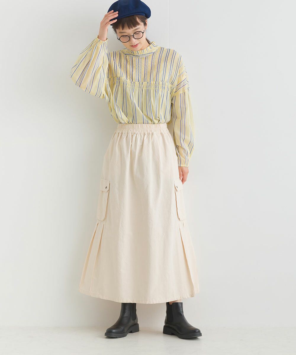 日本女裝代購 - 休閒風側口袋工裝裙-焦糖橘