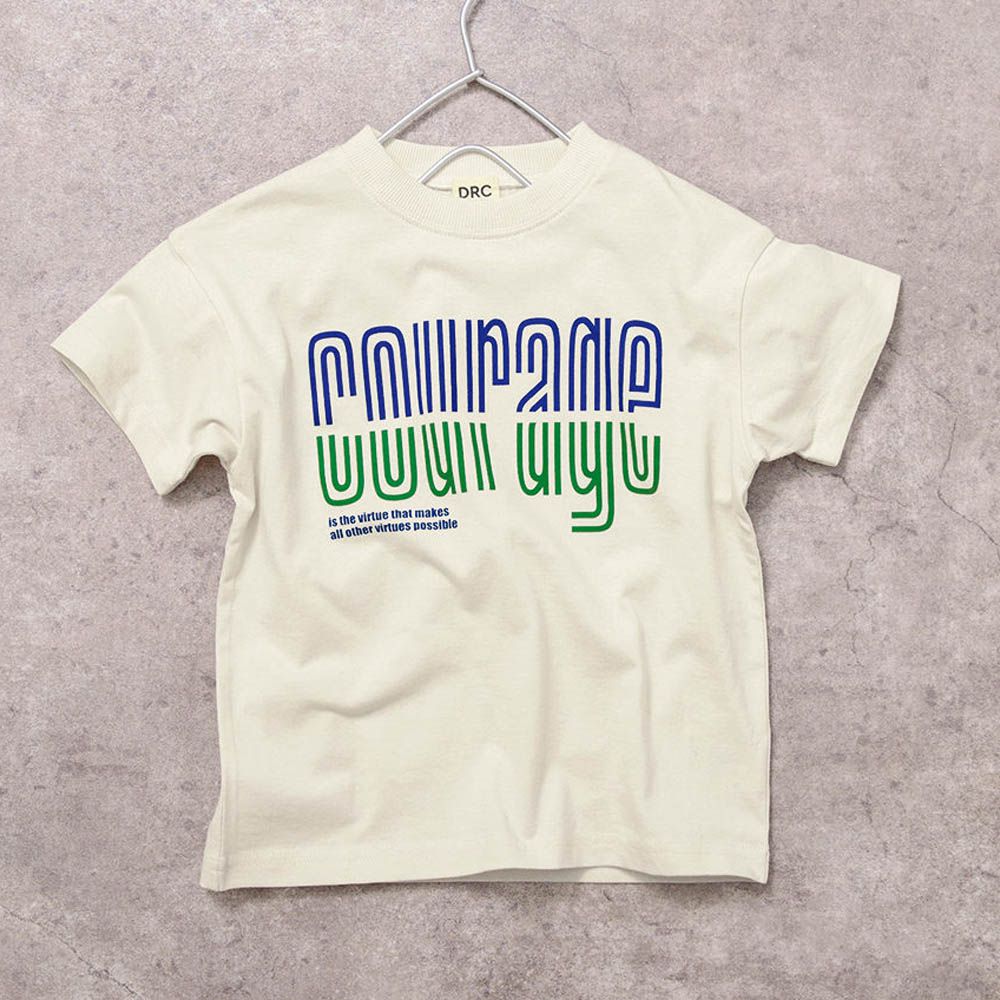 100%棉 街頭印花短袖上衣-courage-米白