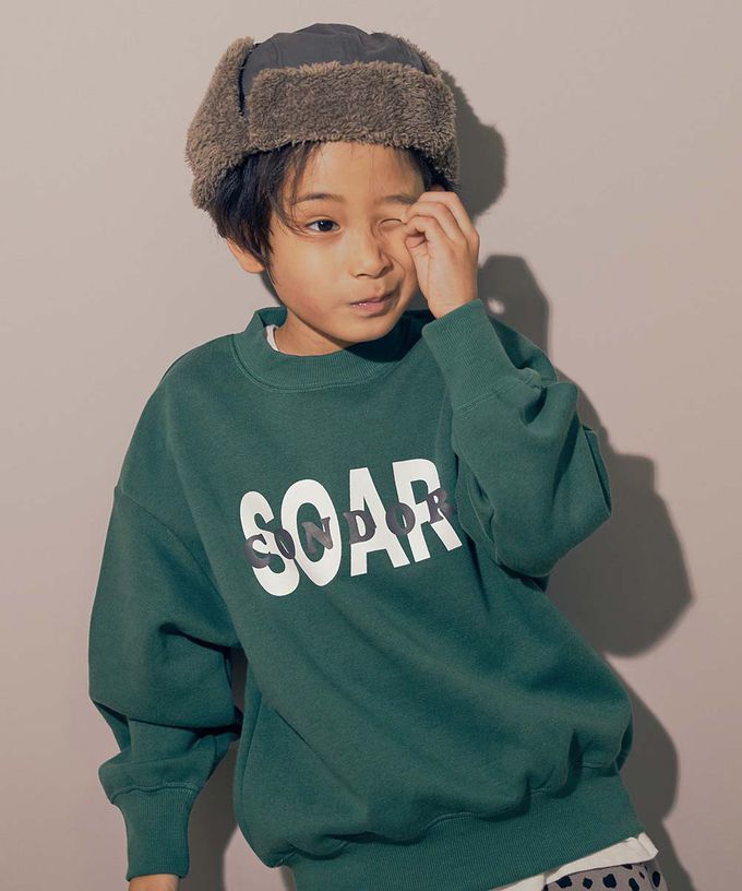 日本 devirock - 裏起毛個性印花大學T-菱形logo-寶藍