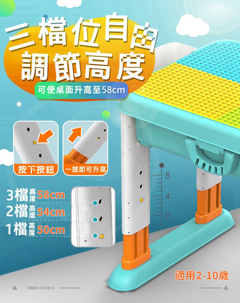 Feelo費樂 - 多功能積木桌(可升降 與樂高 得寶皆相容)