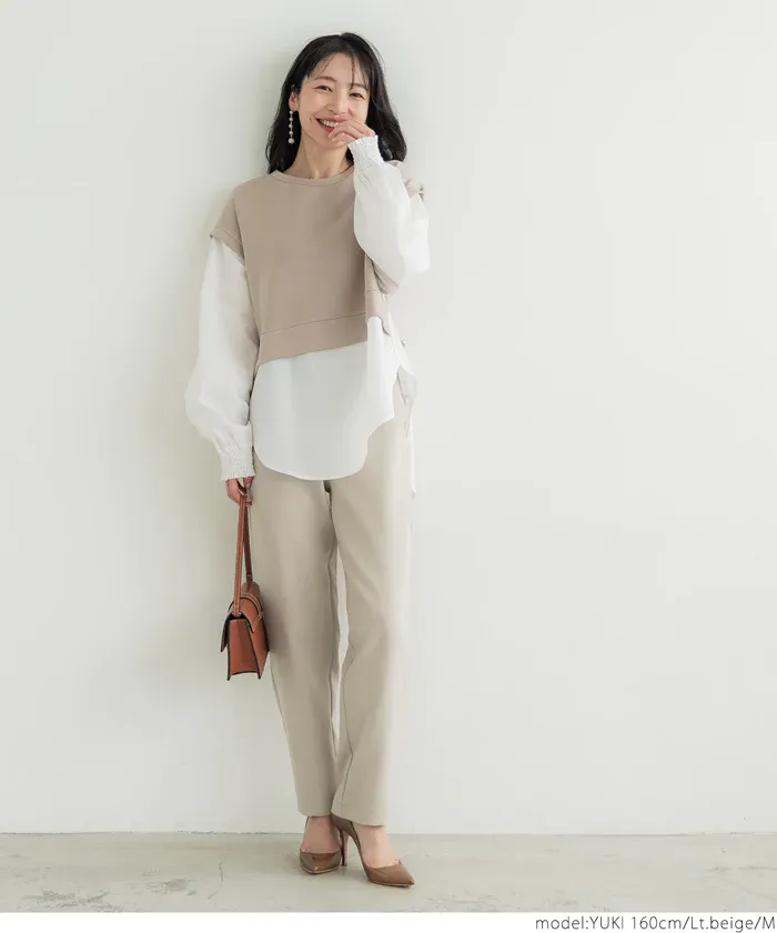 日本 COCA - 薄款打褶洗鍊修身錐型褲-米杏