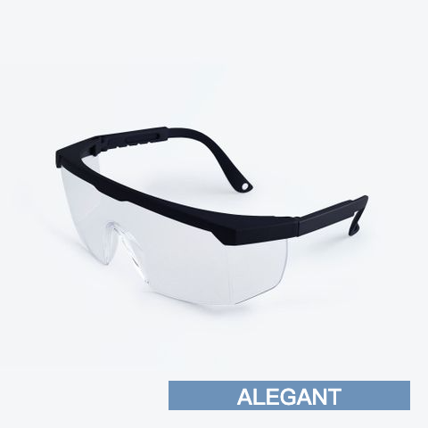 ALEGANT - 霧藍框架質感設計/加大鏡片伸縮鏡腳安全護目眼鏡/防護/全罩式/外掛/防風眼鏡/護眼首選/防飛沫/防灰塵