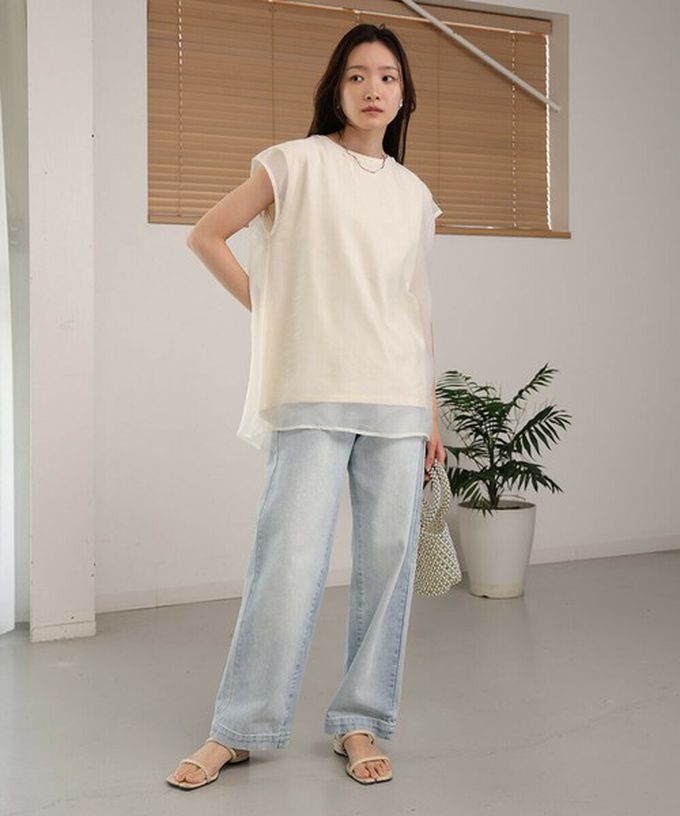 日本 Bab - [推薦]薄紗層次法式袖上衣-灰棕